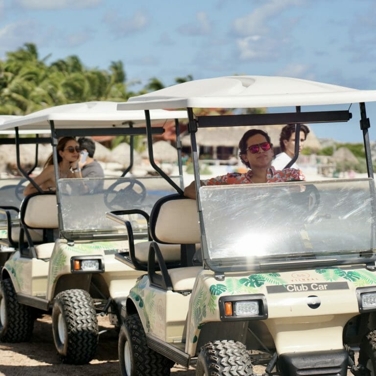 Golf carts on Tulum beach
